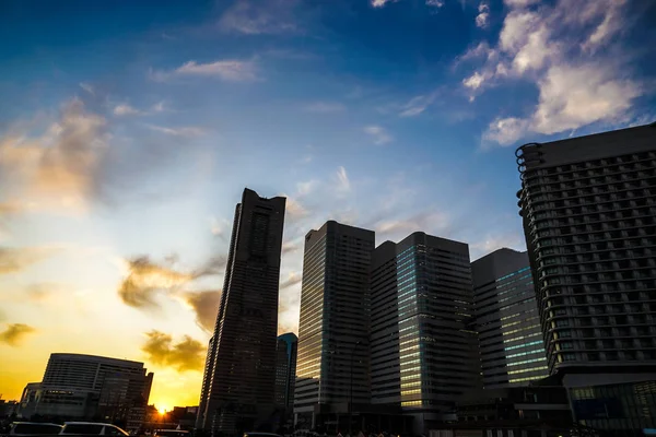 Minato Mirai Edifícios Yokohama Céu Crepúsculo — Fotografia de Stock