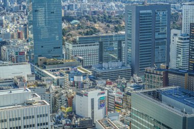 Tokyo Metropolitan Hükümet Binası 'nın gözlem güvertesinden Tokyo silueti görüldü