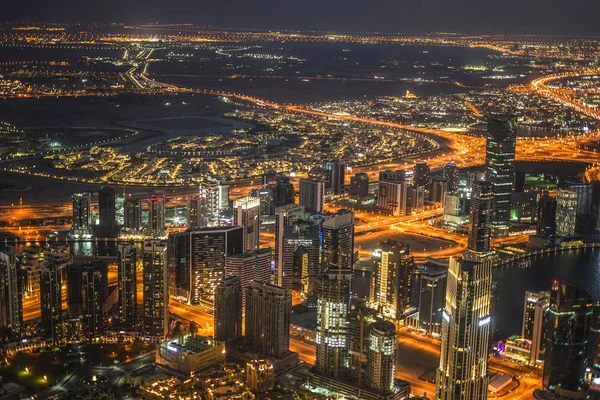 Dubai Vista Nocturna Desde Plataforma Observación Burj Khalifa — Foto de Stock