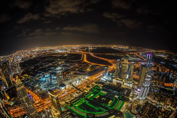 Dubai Vista Nocturna Desde Plataforma Observación Burj Khalifa — Foto de Stock