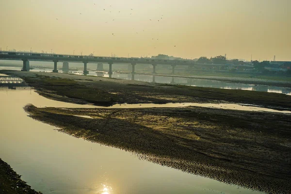 Řeka Yamuna Večer Indie Agra — Stock fotografie