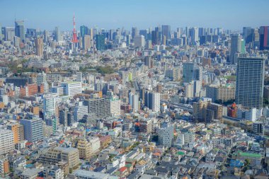 Tokyo silueti Ebisu Garden Gözlemevi 'nden görüldü