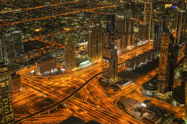 Dubai Vista Nocturna Desde Plataforma Observación Burj Khalifa — Foto de Stock