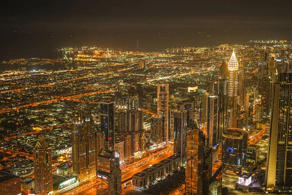 Dubai Vista Nocturna Desde Plataforma Observación Burj Khalifa — Foto de Stock