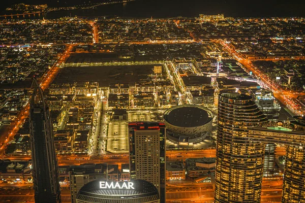Blick Auf Dubai Bei Nacht Von Der Aussichtsplattform Des Burj — Stockfoto