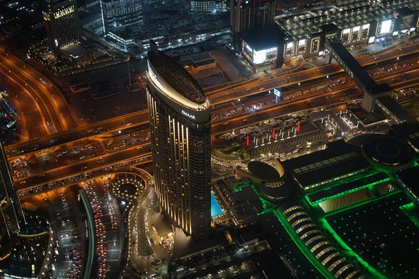 Dubai Vista Nocturna Desde Plataforma Observación Burj Khalifa — Foto de Stock