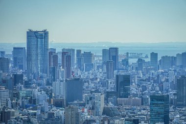 Tokyo Metropolitan Hükümet Binası 'nın gözlem güvertesinden Tokyo silueti görüldü