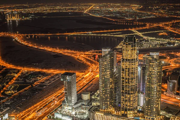 Dubaï Vue Nuit Vue Terrasse Observation Burj Khalifa — Photo