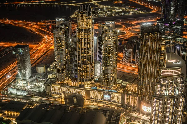 Vista Noturna Dubai Vista Deck Observação Burj Khalifa — Fotografia de Stock