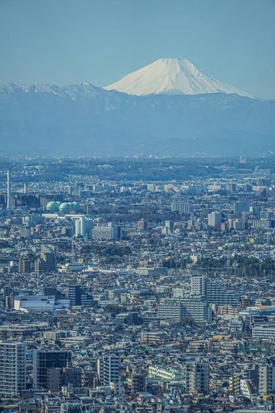 Tokyo Skyline Mont Fuji Qui Est Visible Depuis Observatoire Tokyo — Photo