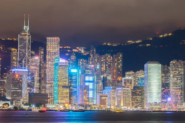 Χονγκ Κονγκ Θέα Νύχτα Δει Από Victoria Harbor — Φωτογραφία Αρχείου