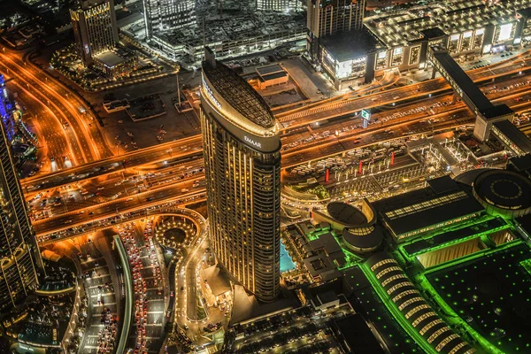 Vista Notturna Dubai Vista Dal Ponte Osservazione Del Burj Khalifa — Foto Stock