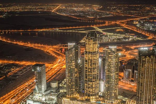 Vista Noturna Dubai Vista Deck Observação Burj Khalifa — Fotografia de Stock