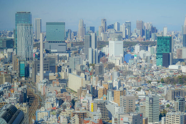 Tokyo skyline seen from the Ebisu Garden Place observatory