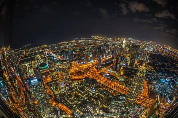 Dubai Vista Nocturna Desde Plataforma Observación Burj Khalifa —  Fotos de Stock
