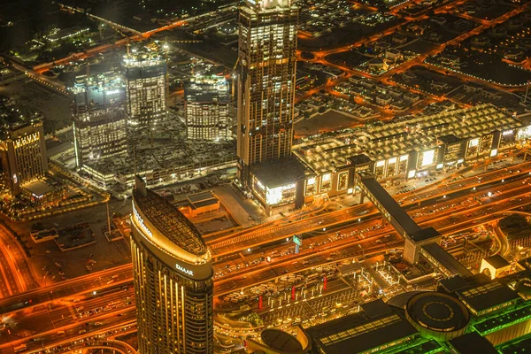 Blick Auf Dubai Bei Nacht Von Der Aussichtsplattform Des Burj — Stockfoto