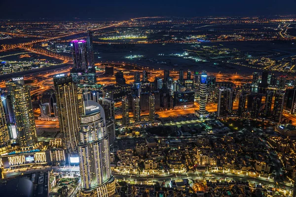 Vista Notturna Dubai Vista Dal Ponte Osservazione Del Burj Khalifa — Foto Stock