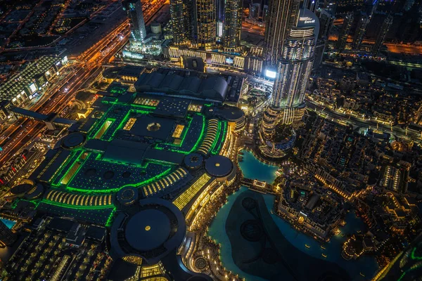 Dubai Vista Nocturna Desde Plataforma Observación Burj Khalifa — Foto de Stock