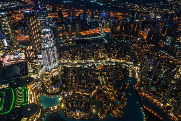 Dubai Vista Nocturna Desde Plataforma Observación Burj Khalifa — Foto de Stock