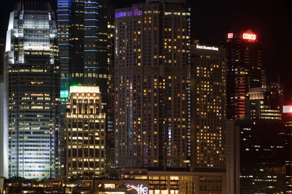 Vista Noturna Hong Kong Vista Porto Victoria — Fotografia de Stock