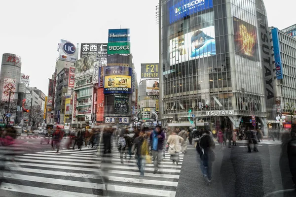 Hustle Och Rörelse Shibuya Förvrängning Korsning — Stockfoto