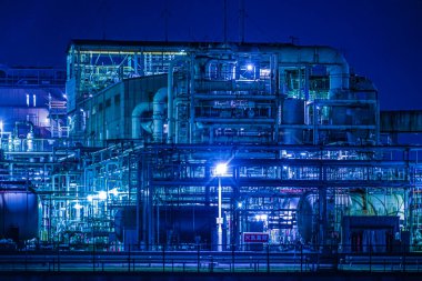 Kawasaki Keihin sanayi bölgesinin fabrika gece görüşü