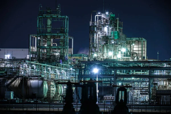 Vue Nuit Usine Zone Industrielle Kawasaki Keihin — Photo