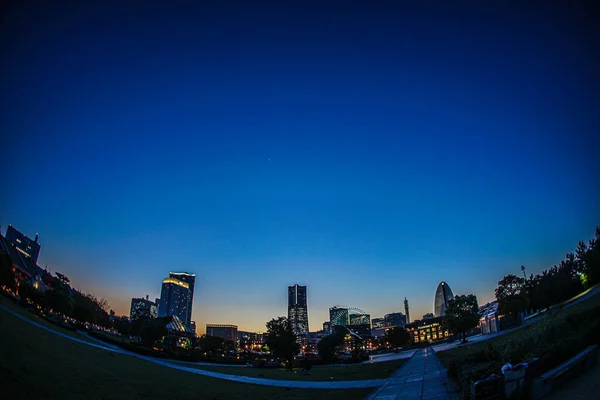 Yokohama Minato Mirai Van Stad Zonsondergang — Stockfoto