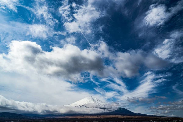 Góra Fuji Majestatyczne Niebo Wzięte Jeziora Yamanaka — Zdjęcie stockowe