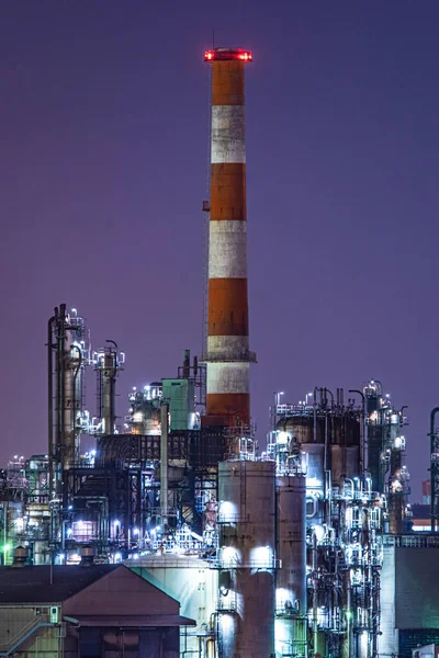 Fabrieksavond Uitzicht Kawasaki Keihin Industriegebied — Stockfoto