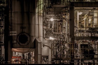 Kawasaki Keihin sanayi bölgesinin fabrika gece görüşü