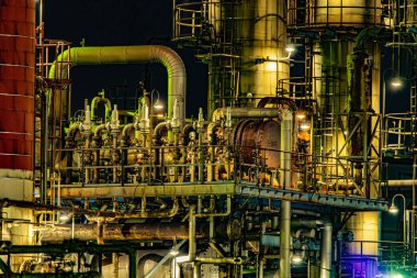 Kawasaki Keihin sanayi bölgesinin fabrika gece görüşü