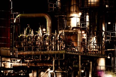 Kawasaki Keihin sanayi bölgesinin fabrika gece görüşü