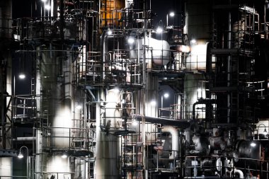 Kawasaki Keihin sanayi bölgesinin fabrika gece görüşü