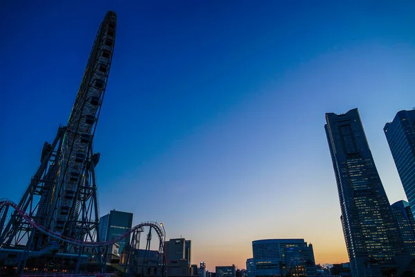 Yokohama Minato Mirai Staden Och Solnedgång — Stockfoto