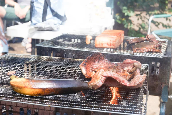 Charcoal Grilled Vlees Imago Bij Barbecue — Stockfoto