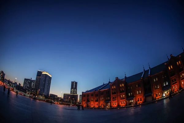 Yokohama Minato Mirai Ville Coucher Soleil — Photo