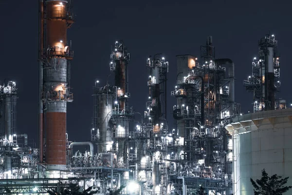 Kawasaki Keihin Sanayi Bölgesinin Fabrika Gece Görüşü — Stok fotoğraf
