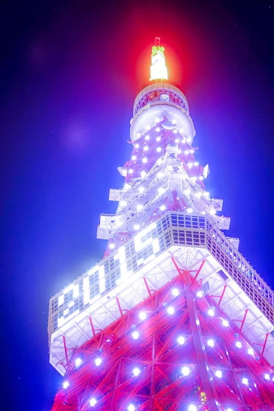 Light Tokyo Tower Widok Nocy — Zdjęcie stockowe