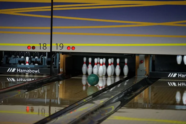 Image of bowling game and the bowling lane