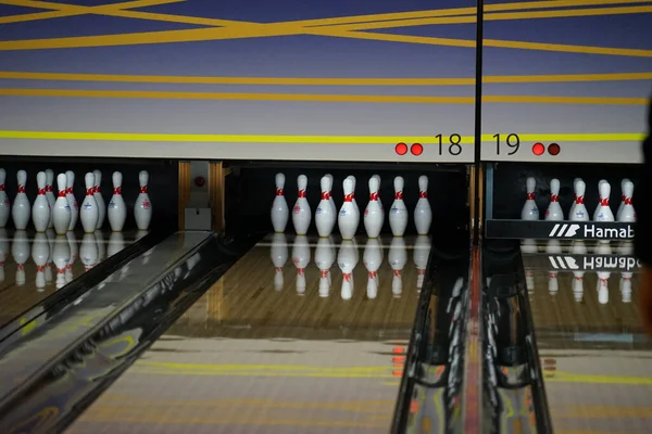 Image of bowling game and the bowling lane