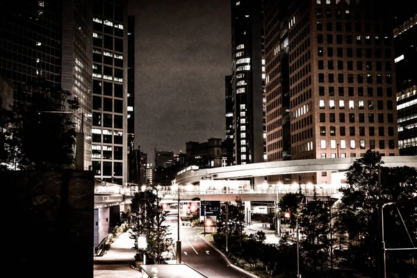 Tokio Shiodome Van Nachtzicht — Stockfoto