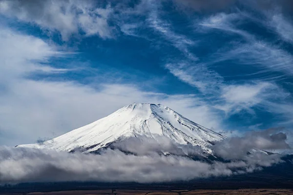 Mount Fuji Och Majestätisk Himmel Tagen Från Sjön Yamanaka — Stockfoto
