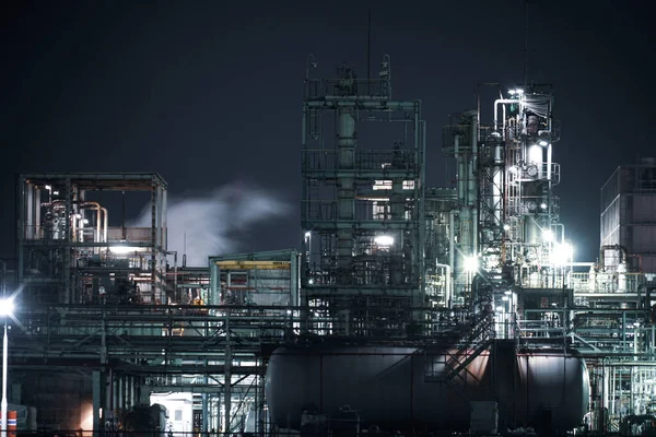 Vista Nocturna Fábrica Zona Industrial Kawasaki Keihin —  Fotos de Stock