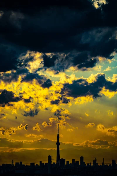 Tokyo Sky Tree Tokyo Skyline Qui Est Enveloppé Dans Crépuscule — Photo