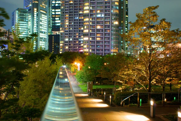 Tokio Shiodome Widok Nocy — Zdjęcie stockowe