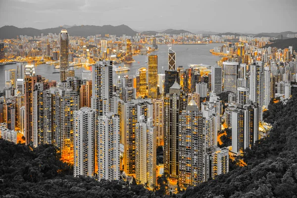 Rascacielos Hong Kong Que Visible Desde Pico Victoria —  Fotos de Stock