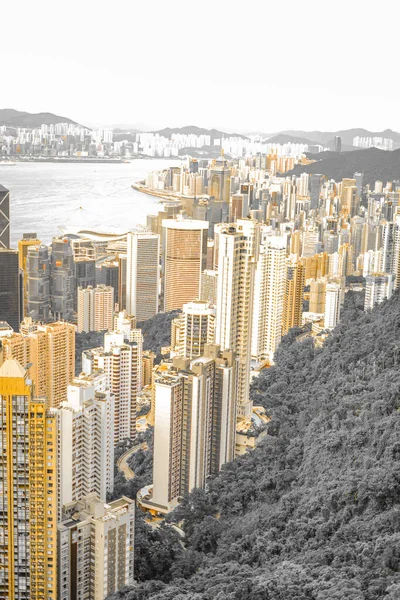 Arranha Céus Hong Kong Que Visível Partir Victoria Peak — Fotografia de Stock