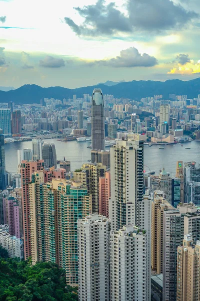 Victoria Tepesi Nden Görünen Hong Kong Gökdelenleri — Stok fotoğraf