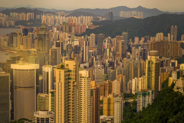 Rascacielos Hong Kong Que Visible Desde Pico Victoria —  Fotos de Stock